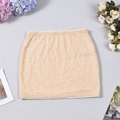 Low Waist Sequin Mini Pencil Skirt