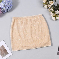 Low Waist Sequin Mini Pencil Skirt