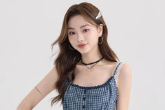 Plaid Ruffle Mock Two Piece Camisole Top