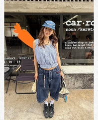 Low Waist Striped Jorts