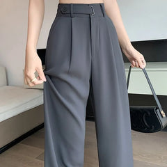 High Rise Plain Wide Leg Suit Pants (Various Designs)