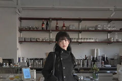 Stand Collar Plain Single Breasted Coat