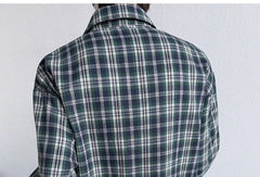 Long-Sleeve Collared Plaid Button Up Shirt