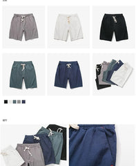 Plain Drawstring-Waist Linen Shorts