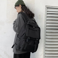 Plain Multi-Pocket Nylon Backpack
