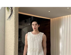 Crewneck Beaded Plain Tank Top