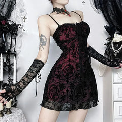 Spaghetti Strap Lace Mini A-Line Dress