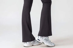 Mid Rise Plain Flared Yoga Pants / Stand Collar Contrast Piping Zip Jacket / Set