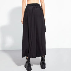 Mid Waist Lace Panel Crop Wide Leg Pants