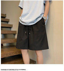 Drawstring Waist Plain Wide Leg Shorts