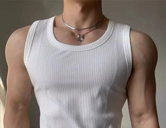 Round Neck Plain Ribbed Tank Top