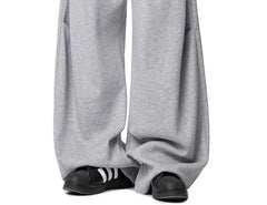 Drawstring Waist Plain Barrel Leg Baggy Sweatpants