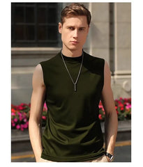 Sleeveless Mock Neck Plain T-Shirt