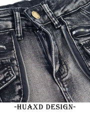 Mid Rise Washed Denim Hot Pants