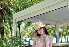 Set: Striped Bikini Top + Bottom + Cover-Up Skirt