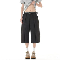 Mid Rise Plain Wide Leg Shorts