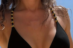 Metal Bead Plain Bikini Top