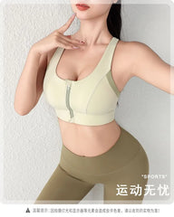Plain Zip Detail Racerback Sports Bra