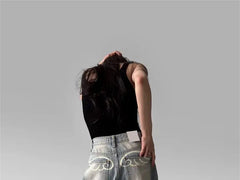 Mid Rise Washed Wide Leg Baggy Jeans