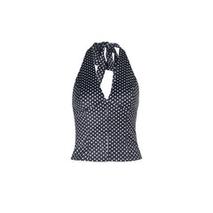 Halter V-Neck Polka Dot Corset Tank Top