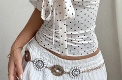 Drawstring Polka Dot Tube Top