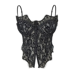 Slit Lace Crop Corset Top
