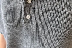 Short-Sleeve Plain Knit Polo Top