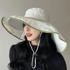 Foldable Contrast Trim Sun Hat