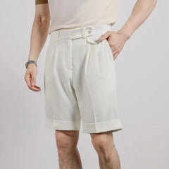 Mid Rise Plain Pleated Shorts