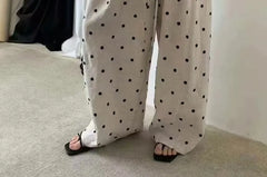 Drawstring Waist Polka Dot Baggy Pants