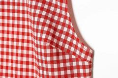 Mock Neck Gingham Slit Crop Tank Top / Mid Rise Ruched  Straight Leg Capri Pants