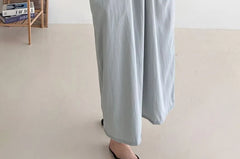 Short-Sleeve Plain Ruched Dress