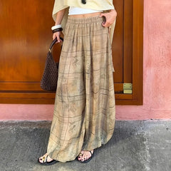 High Waist Plaid Loose-Fit Wide-Leg Pants