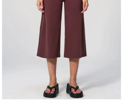 Set: Spaghetti Strap Scoop Neck Plain Camisole Top + High Waist Capri Wide Leg Sweatpants