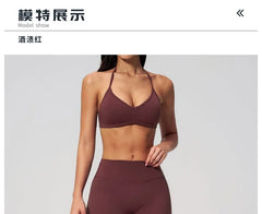 Set: V-Neck Sport Bra Top + Mid Rise Plain Capri Wide Leg Sweatpants