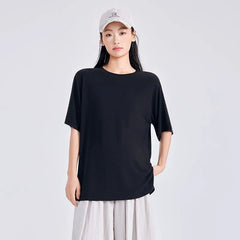 Maternity Elbow-Sleeve Crew Neck Plain T-Shirt