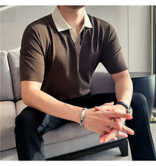 Short-Sleeve Two Tone Polo Shirt