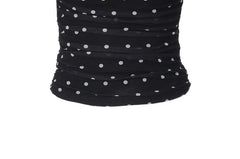 Cap Sleeve Square-Neck Polka Dot Slim-Fit Crop Top