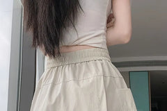 Elastic Waist Plain Mini Skort
