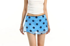 Low Rise Polka Dot Lace Trim Mini Pencil Skirt