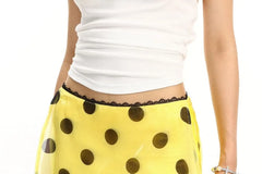 Low Rise Polka Dot Lace Trim Mini Pencil Skirt