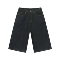 Mid Rise Plain Wide Leg Jorts