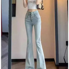 High Waist Washed Bow Flared Jeans