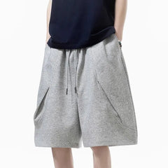 Drawstring Waist Plain Panel Sweat Shorts