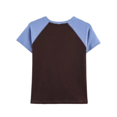Short-Sleeve Crew Neck Raglan Crop T-Shirt