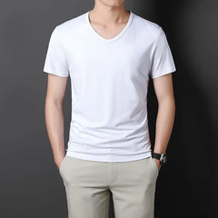Short-Sleeve V-Neck Plain T-Shirt