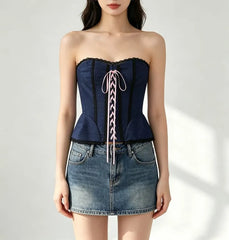 Ballet-Inspired Lace-Up Strapless Corset