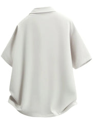 Short-Sleeve Plain Button-Up Shirt