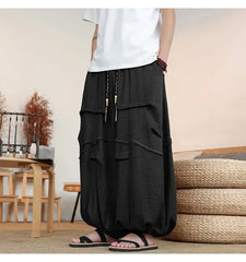 Drawstring Waist Plain Baggy Pants