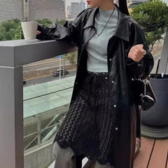 Drawstring Waist Plain Crochet Knit Pencil Skirt